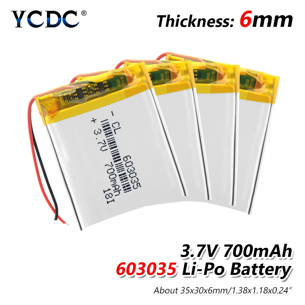 

1/2/4 3.7v 603035 Li-po Battery Rechargeable Lithium Polymer Battery PCB Charge Protected Li-polymer Batteries Long Lifespan