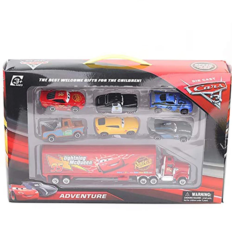 7 шт./компл. Diecasts Pixar Cars 3 Lightning Jackson Storm Cruz Mater Mack Uncle Truck 1:55 автомобиль из литого