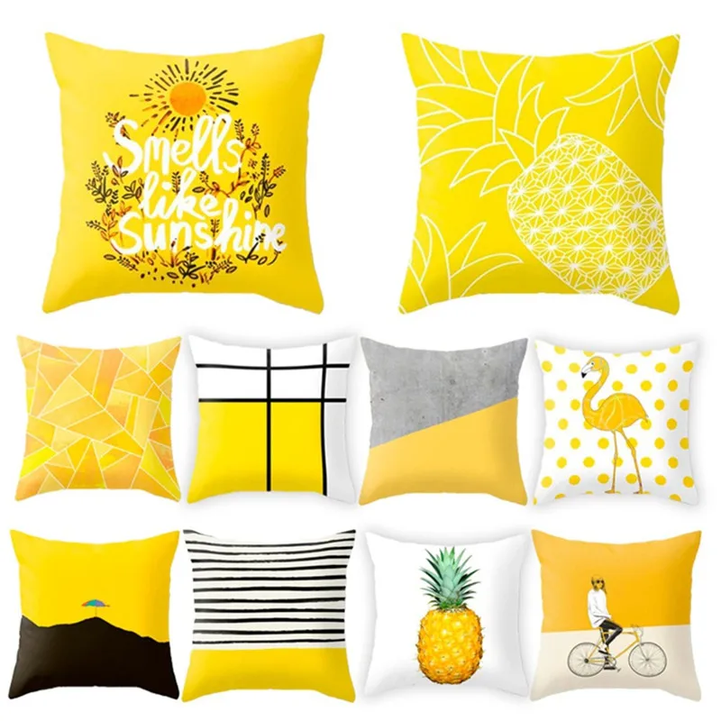 

45*45cm Home Throw Pillowcase Pillow Waist Throw Soft Print Polyester Washable Cotton Pillow Cover