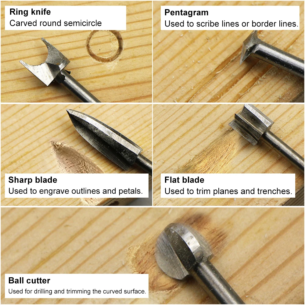 

BORUiT 5PCS HSS Routing Router Bits Burr Milling Cutter For Dremel And Rotary Engraving Machine Tools Accessories