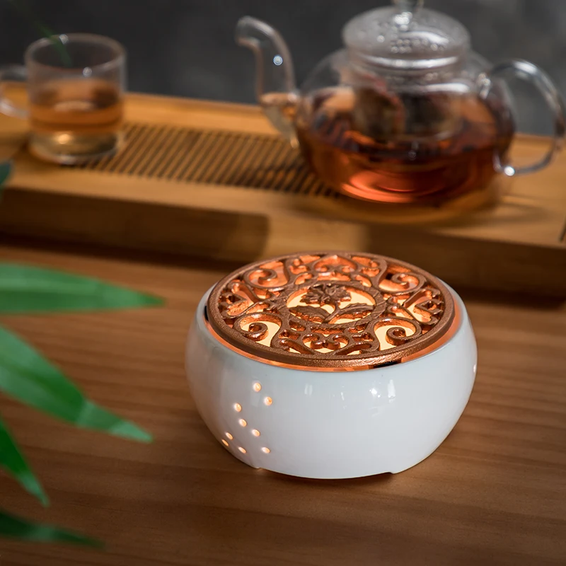 Günstig Kreative Weiß Keramik Kerze Heizung Tee Topf Heizung Basis Gekocht Blume Tee Erhitzt Isolierung Basis Tee Zubehör Kaffee Wärmer