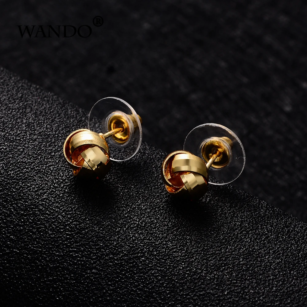 Серьги гвоздики WANDO Twist ball золотистого цвета Женские Ювелирные изделия с жемчугом