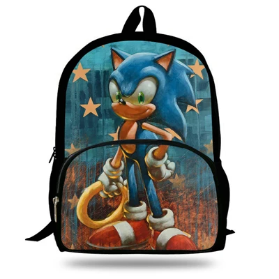 16 дюймов, детский школьный рюкзак Mochila с рисунком, Sonic Bookbag, Hedgehdg, для мальчиков и девочек, рюкзак для подростков - Цвет: 7D4091