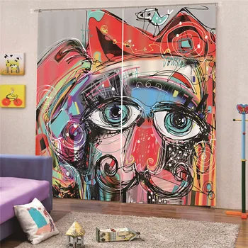 

Cartoons Curtains For Living Room Luxury Jacquard Blind Drapes Window Panel Fabric Curtain For Bedroom Custom JUN10