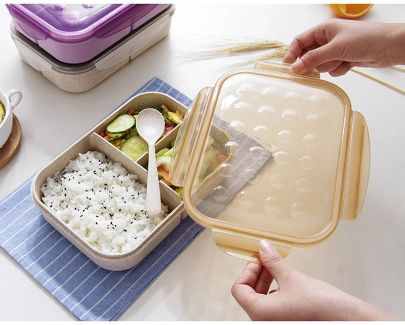 TUUTH Microwave Lunch Box 1200ml Portable Bento Box Wheat Straw Dinnerware Food Storage Container Children Kids School Office A8