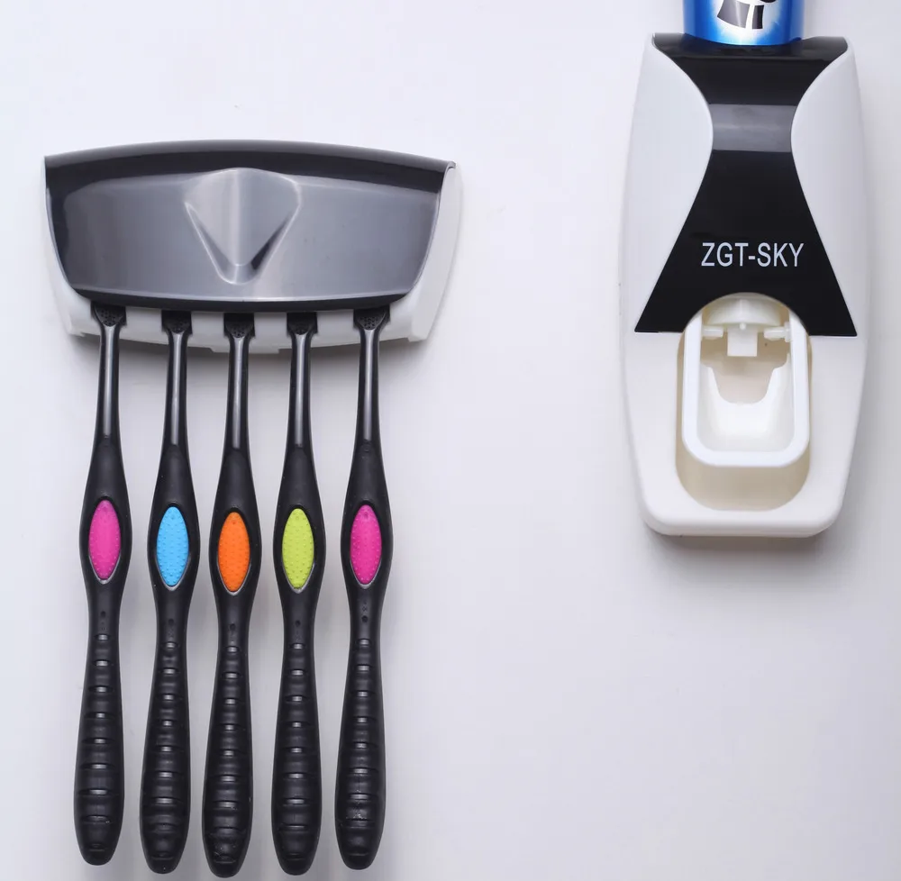 Модный автоматический диспенсер для зубной пасты+ держатель для зубной щетки, семейный набор, настенный держатель для ванны, оральный набор