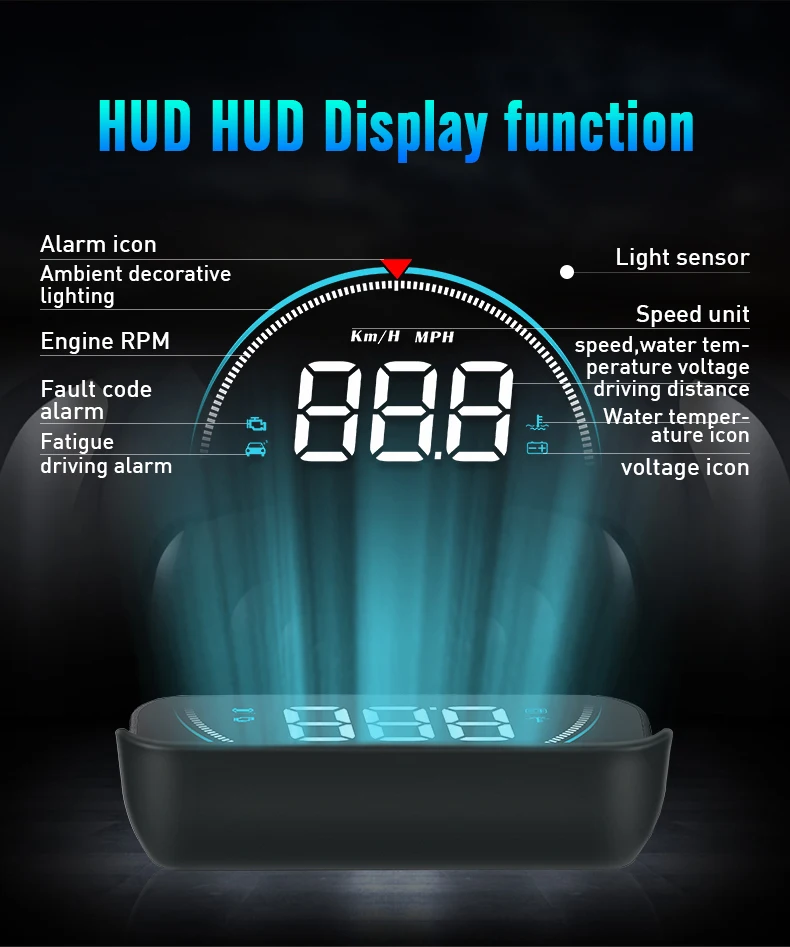 Автомобильный HUD Дисплей стиль OBD2 OBDII Предупреждение о превышении скорости проектор лобовое стекло авто электронная сигнализация напряжения