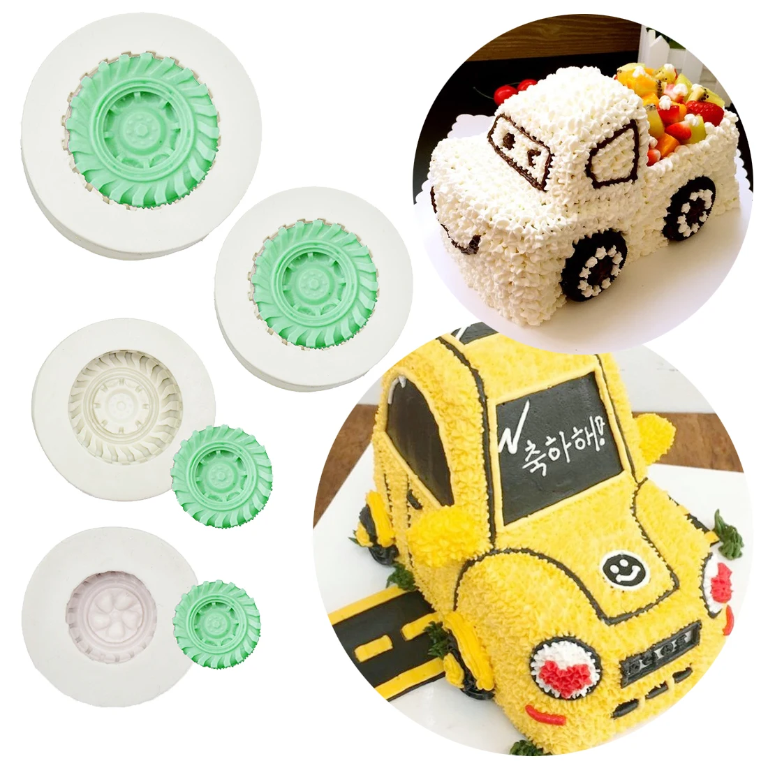 Kitchen Pastry Tools 1PC Tires Wheel Shape Silicone Cake Mold Bread