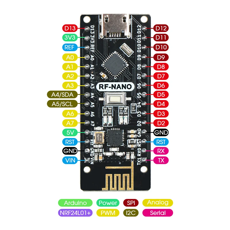 Keywish RF Nano для Arduino V3.0 Micro USB плата ATmega328P QFN32 5V 16M CH340 Integrate NRF24l01 + 2 4G wireless|Интегральные