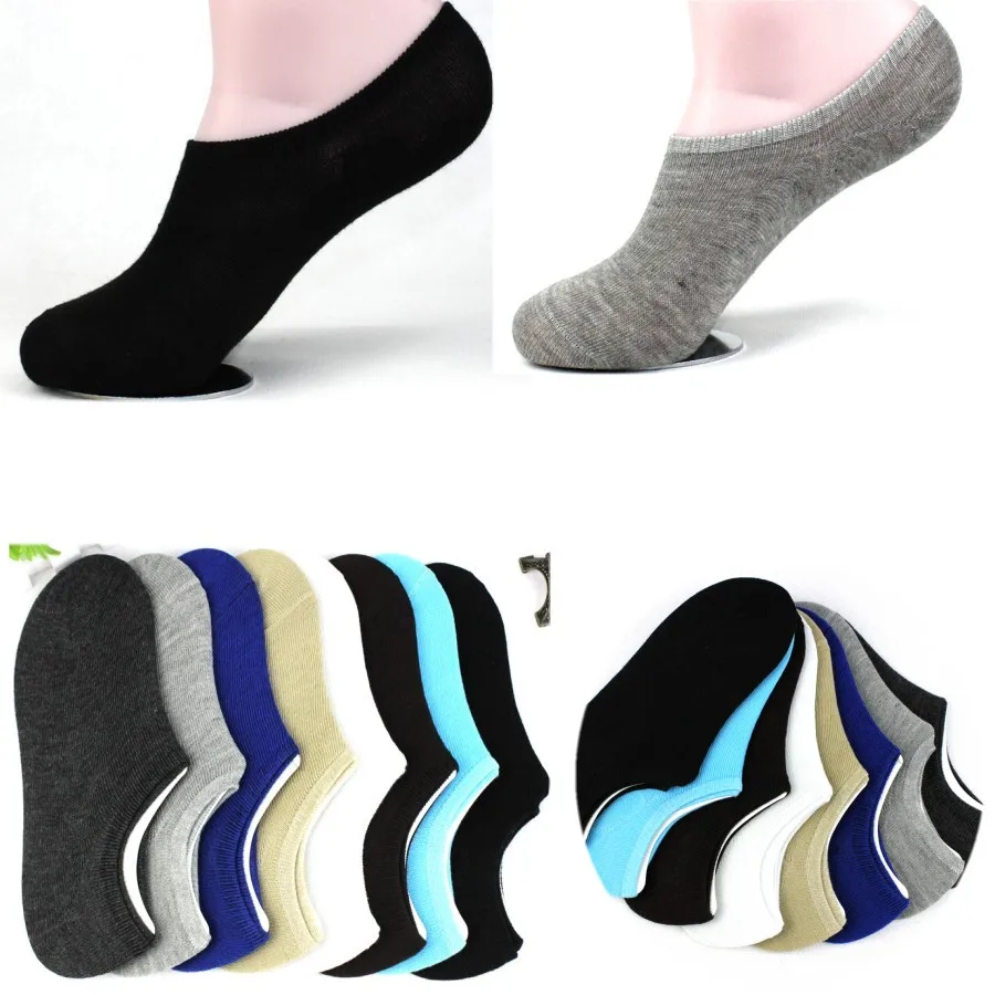5 Pairs Men Invisible Nonslip Ankle Loafer No Show Low Cut Cotton Boat Socks