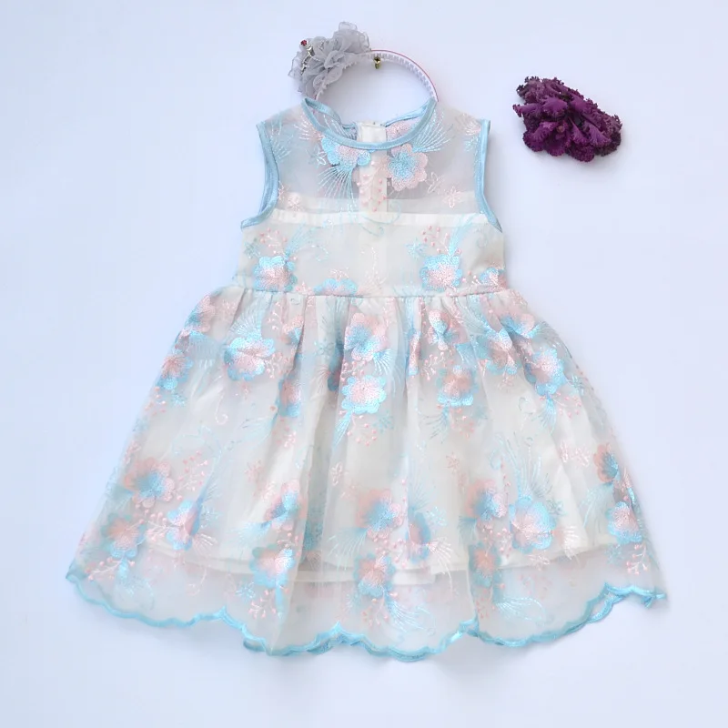

Roimyal Wholesale toddler kids Fashion Girl Dress 2019 Children's Yarn Dress Heavy Industry Embroidery Princess party