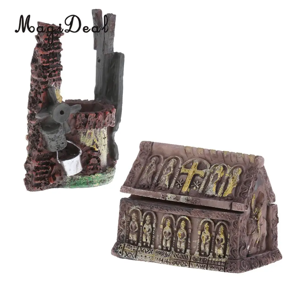 MagiDeal Sand Armor Scene Building Simulation Resin Dry Well Casket Coffin Model Toys for Diorama Wargame
