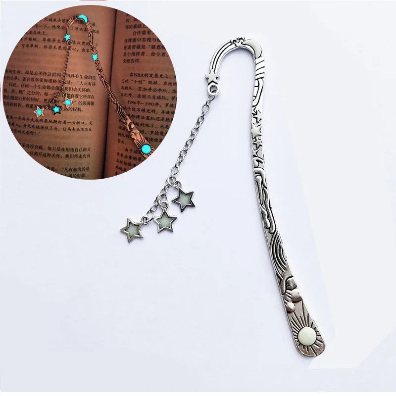 Светящиеся металлические перья Bookmarks для книг креативные Сова бабочки стрекозы закладки книг учители подарки для школы и офиса - Цвет: B Silver