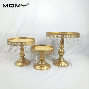 

3PCS/ Set Gold Mirror Cake Stand Round Metal Wedding Party Dessert Cupcake Pedestal Display