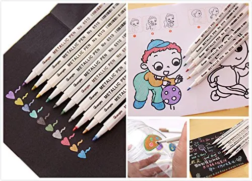 1 Pack Metallic Marker Pen 1MM Decor Paint Pen Colored for DIY Photo Album Drawing,Coloring Book,No Duplicated