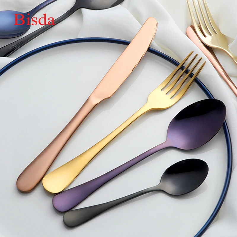 Buy 4PCS Gold Cutlery Set 18/8 Stainless Steel Blue