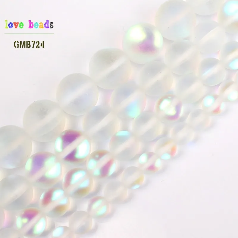 

Matte White Flash Crystal Beads Loose Round Stones and Crystals Beads for Jewelry Making DIY Bracelets 15'' 6/8/10/12mm
