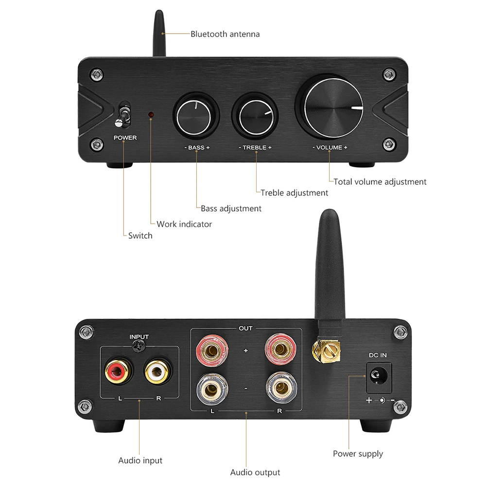 AIYIMA Мини Bluetooth 5,0 TPA3116 цифровой аудио усилитель HiFi класса D стерео усилитель мощности PCM5102A декодирование ЦАП 100 Вт* 2