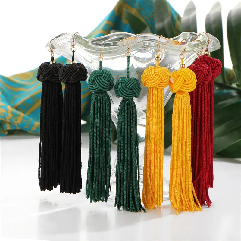 Bohemian Handmade Weave Drop Earrings Fashion Long Tassel Earrings for Women Statement Fringing Jewelry valentines day gift
