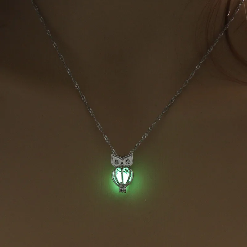 Новое Очаровательное светящееся ожерелье с подвеской в виде совы милые светящиеся украшения колье 3 цвета Рождественский подарок для женщин ожерелье - Окраска металла: 1