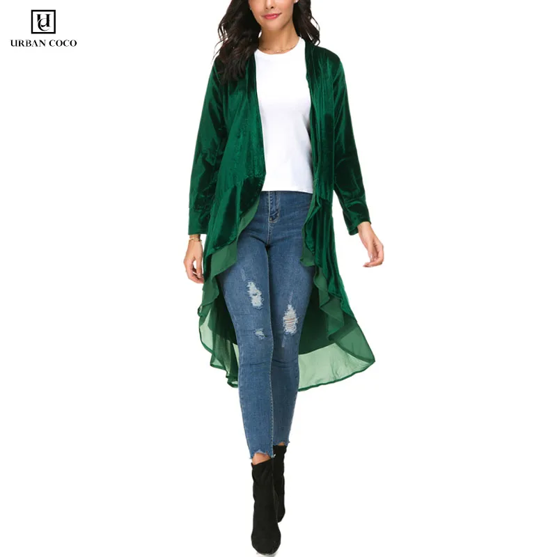 Long Sleeve Velvet Cardigan Coat 