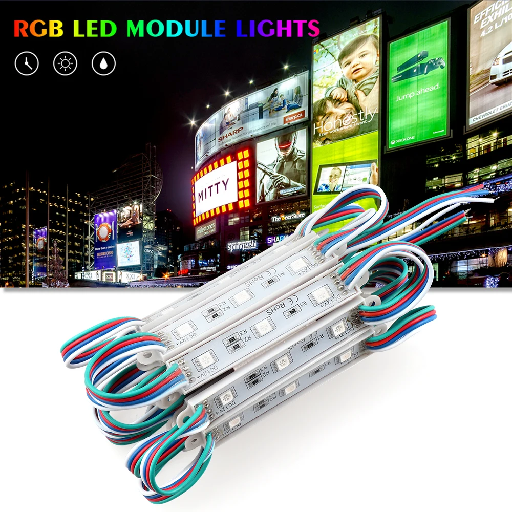 Водонепроницаемый светодиодный модуль 5050 RGB 20 шт. 12 в пост. Тока СВЕТОДИОДНЫЙ знак