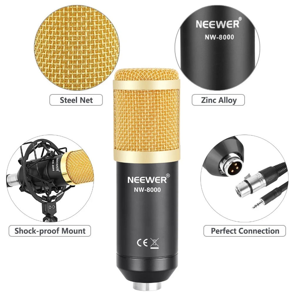 Neewer NW 8000 Профессиональный Студийный конденсаторный микрофон Регулируемая