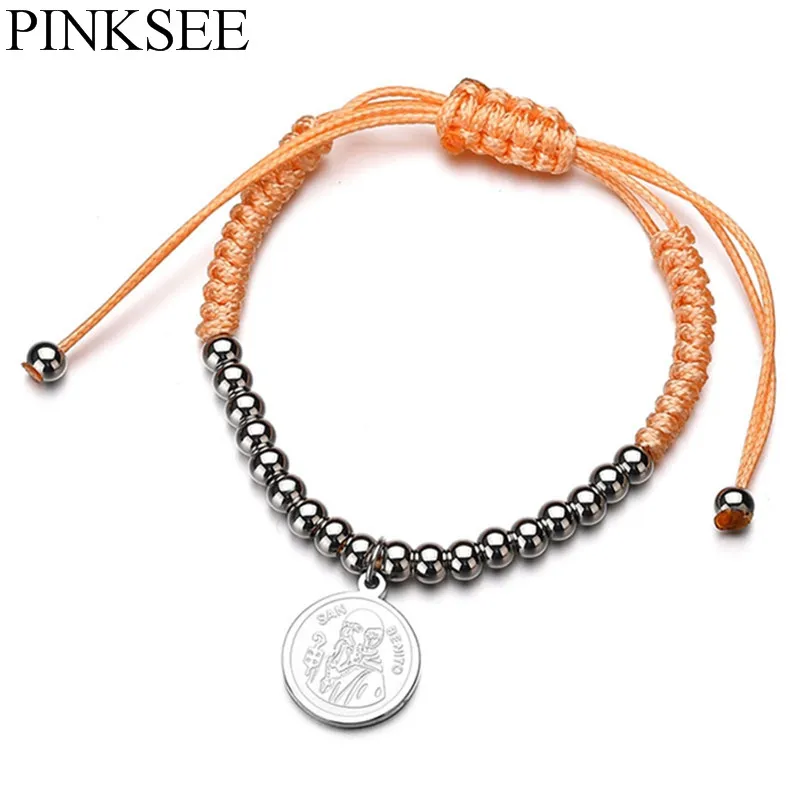PINKSEE Stainless Steel Beads Ball Bracelet For Women Men Hand-Woven Live Hand Rope Vintage Accessories | Украшения и аксессуары