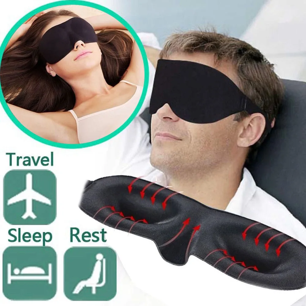 1 PCS 3D Portable Soft Travel Sleep Rest Aid Eye Mask Cover Eye Patch Sleeping Mask Case