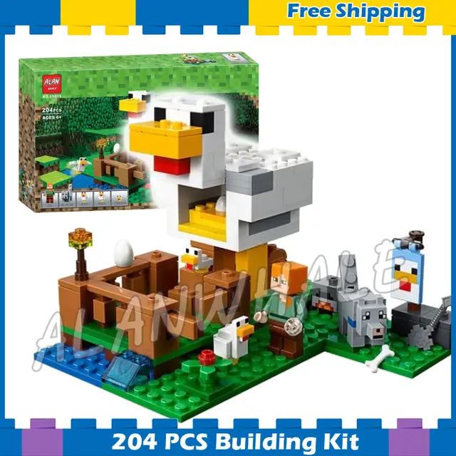 204pcs My World The Chicken Coop Farm Elevated Henhouse 10809 Model Building Blocks Toys Bricks Compatible With Lego Minecrafted