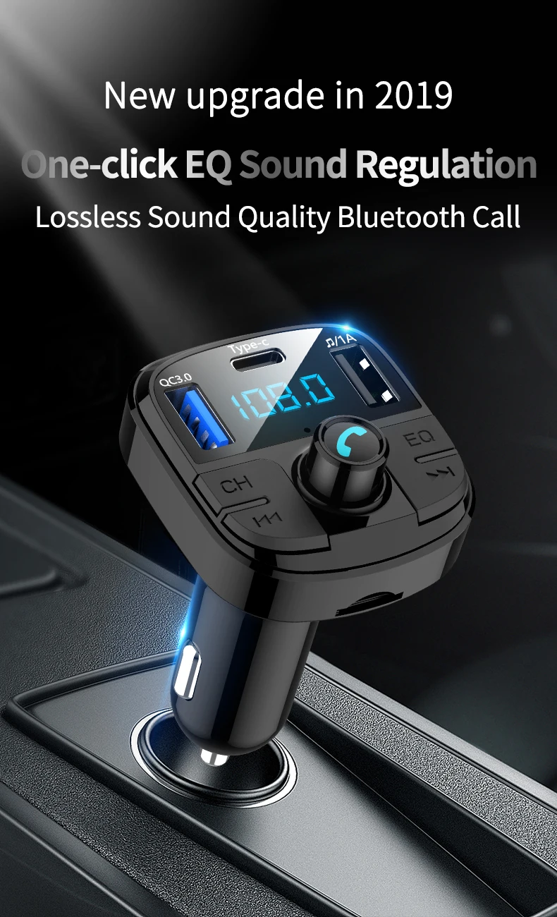 Автомобильный MP3 Bluetooth плеер, беспроводной Bluetooth fm-передатчик, USB интерфейс, быстрая зарядка 3,0, автомобильное зарядное устройство