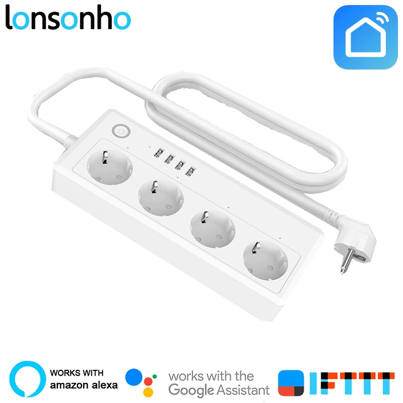 Lonsonho Wifi Smart Power Strip Socket USB EU KR Plug 16A Works With Alexa Google Home Mini IFTTT Smart Life APP Lonsonho Wifi Smart Power Strip Socket USB EU KR Plug 16A Works With Alexa Google Home Mini IFTTT Smart Life APP