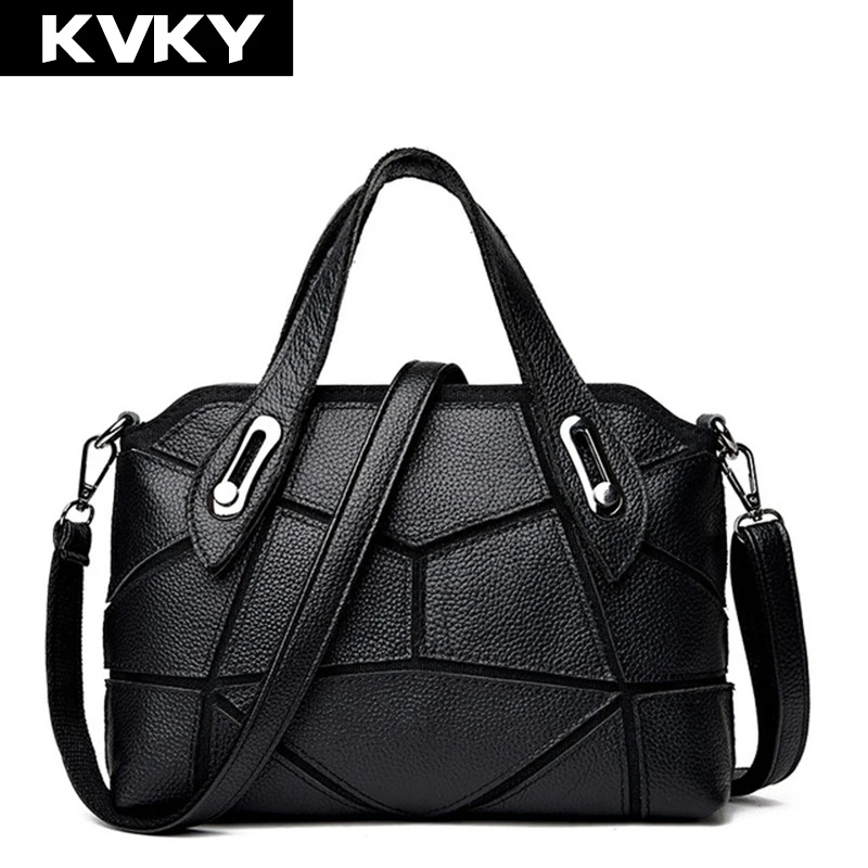 

KVKY Brand Genuine Leather Patchwork Handbags Top Quality Women Messenger Bags Women Shoulder Crossbody Bags Ladies bolsas
