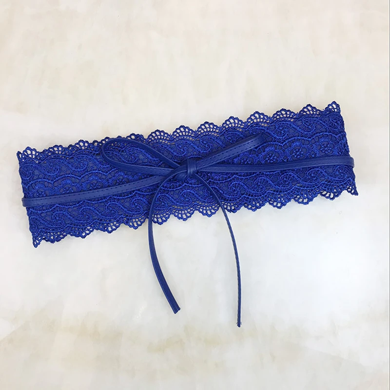B&N Spring Elegant Solid Women Lady's Fashion Soft Lace Wide Belt Self Tie Wrap Around Waist Band For Women Wedding Dress Up89+5+