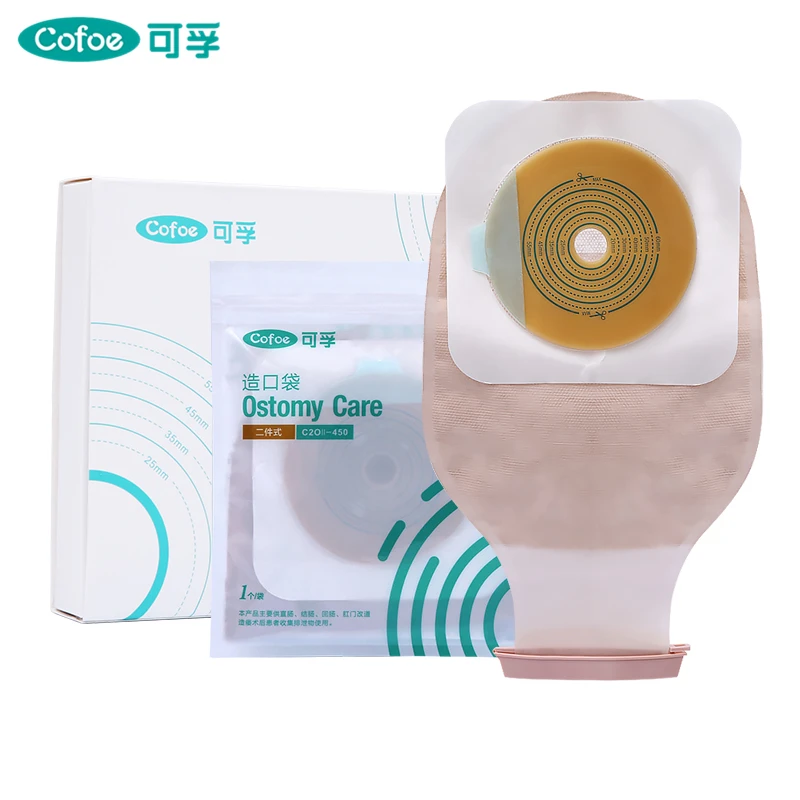 

Cofoe Two-Piece System Colostomy Bag Drainable Ostomy Pouch Bag Cut to Fit 20-60mm ( 2 / 5 /10 pieces)