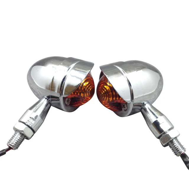 US $13.80 Yecnecty 2X Universal Chrome Motorcycle Light Turn Signal Indicator Bullet Steel Scooter Flashers F