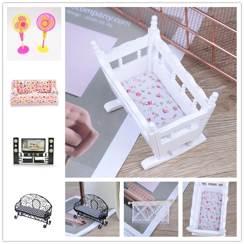 

Kids Play Toy Doll Furniture Simulation Miniature Double Sofa Chair Furniture Toys DollHouse Furniture bed Dolls Baby Room