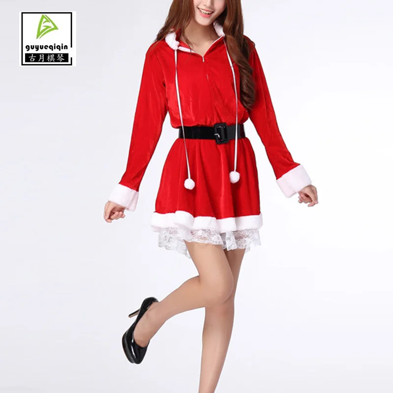 Red long sleeve christmas party dress