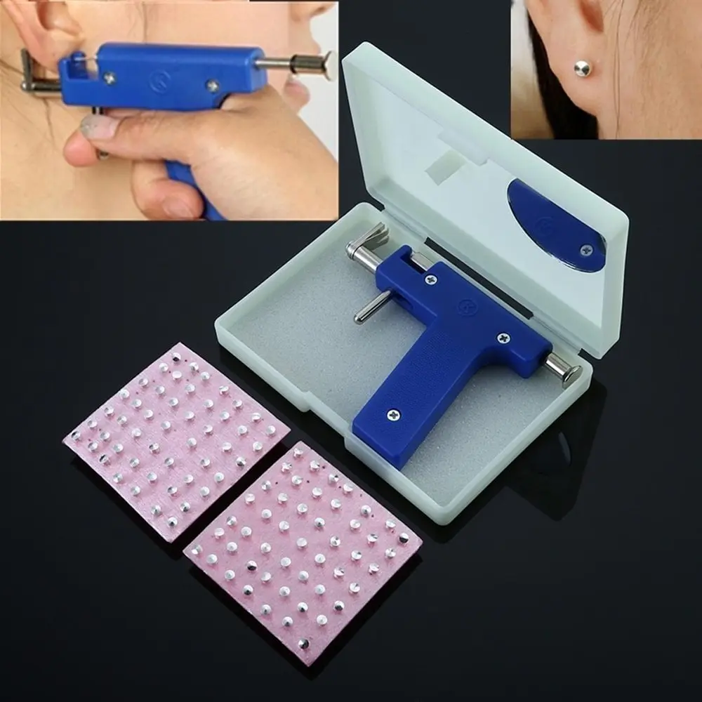 

1 Set Professional Piercing Gun Tools Kit Ear Stud Silver Gold Earring Ear Nose Navel Body Piercing Gun Set with Ears Studs Tool