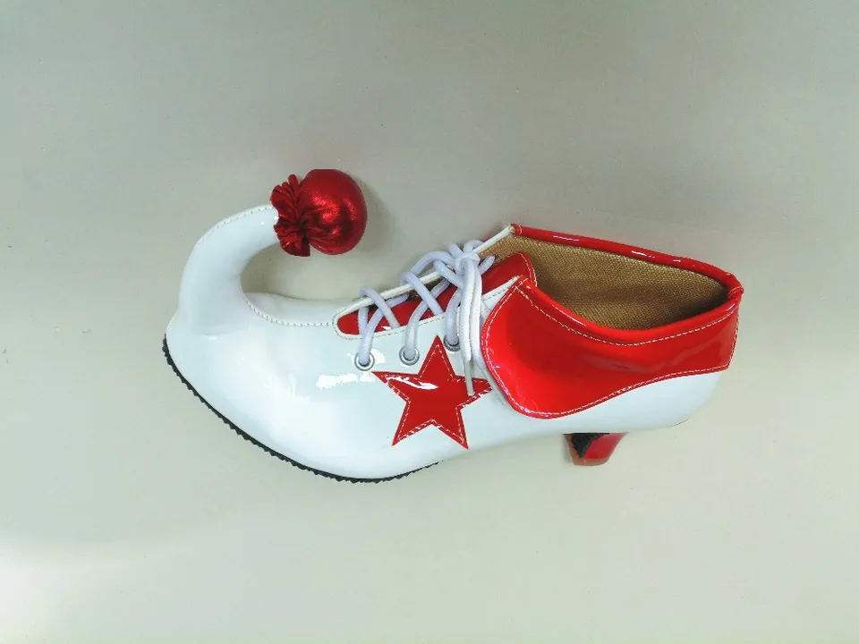 Chaussures De Clown Rouge à Talons Hauts Pour Halloween, Accessoires De Cosplay Amusants Pour Femme Adulte