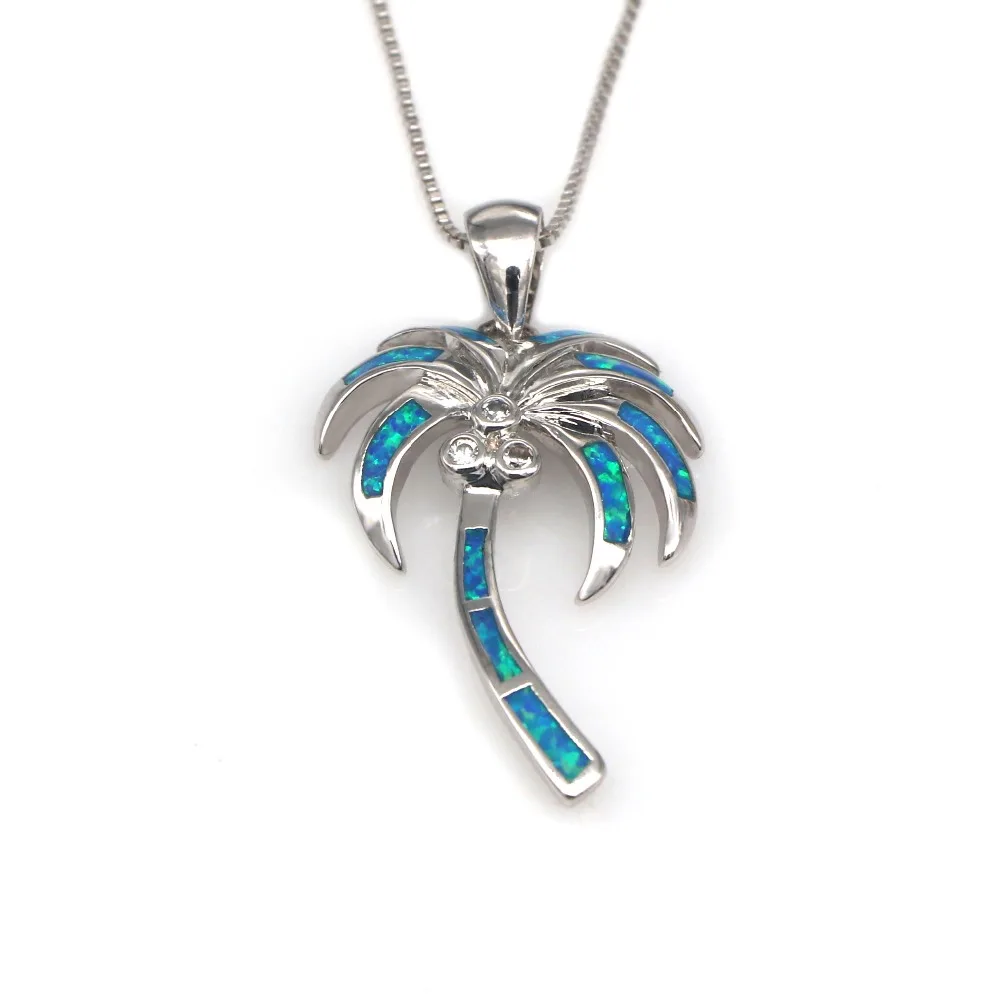 

JLP635 New Design Lady Coconut Tree Blue Fire Opal Pendant & Necklace Fashion Women Fashion Jewelry