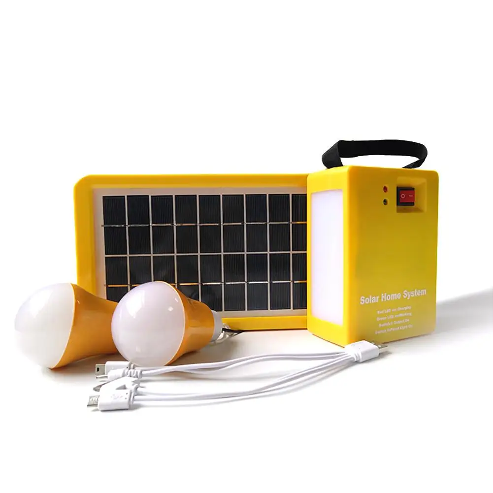 

Portable Home Outdoor Small DC 5V 3W Solar Panels Charging Generator Power generation System 4Ah / 6V batteries Solar led light