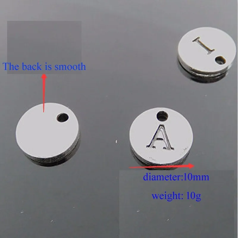 Потрясающее Высокое качество 130 шт/партия 4 цвета 10 мм письмо Шарм один диск DIY штамп для браслетов начальный Алфавит кулон шарик шарм