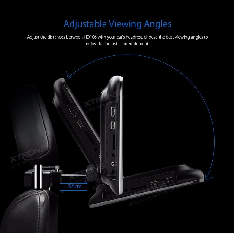 Top 10.1" Touch Button Headrest Car DVD Car Headrest DVD Car Headrest Monitor DVD with Built-in HDMI Port & 1024*600 Resolution 16