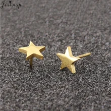 Jisensp brincos estrela brincos punk parafuso prisioneiro brinco preto brincos de aço inoxidável para as mulheres jóias de declaração por atacado