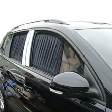 2×70 cm 70L Hochwertige Auto Fenster Vorhang Einziehbare Automatische Volant Sonnenschirm UV Sonnencreme Auto Vorhang Schwarz
