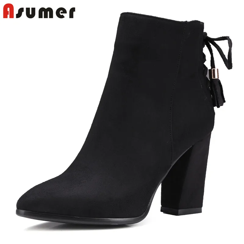 

ASUMER Plus size 33-43 New 2020 Women boots thick high heeled autumn winter ankle boots for women snow boots short fashion shoes