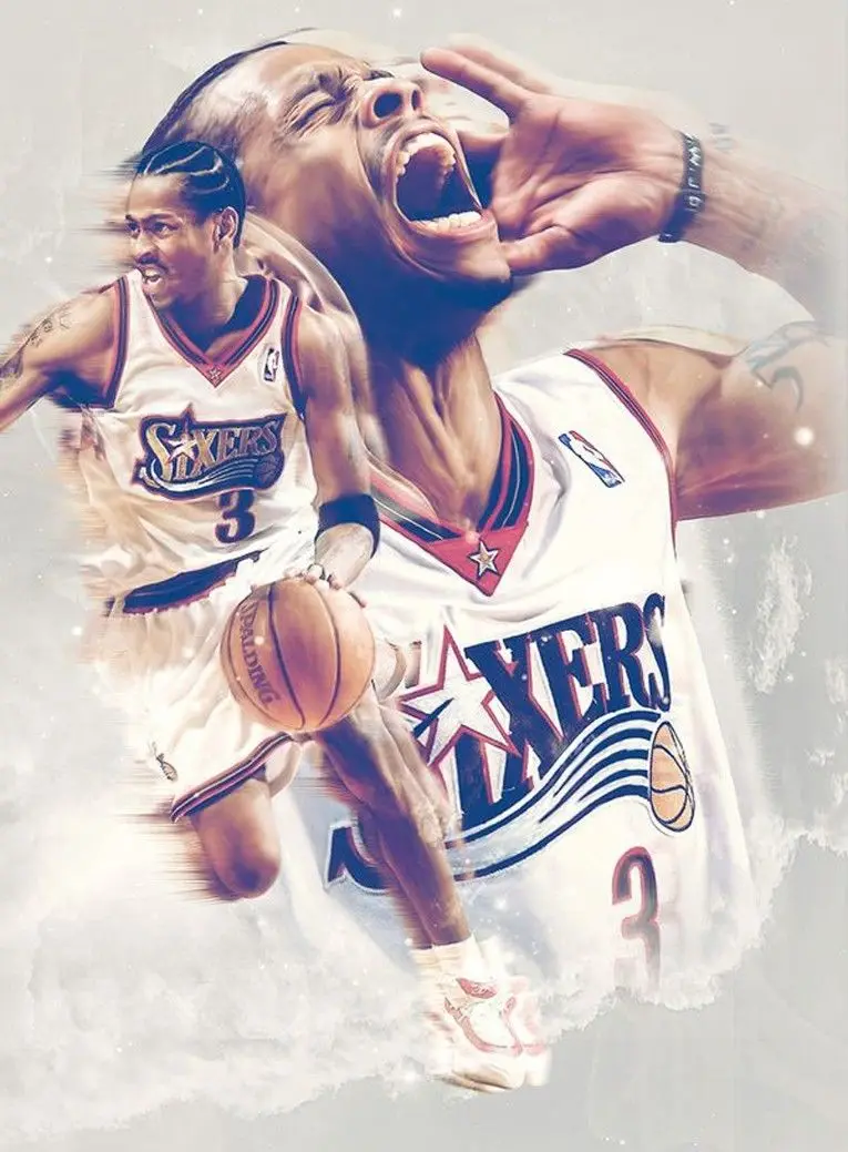 Домашний декор Allen Iverson, баскетбольная звезда, 1-шелковый художественный плакат, настенный мерцающий декоративный подарок