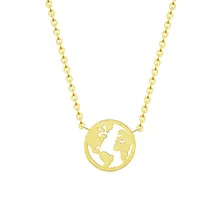 Chaîne en acier inoxydable terre mondiale carte du monde Collier déclaration bijoux Ketting Vrouwen femmes Collier Femme demoiselle d'honneur cadeau BFF