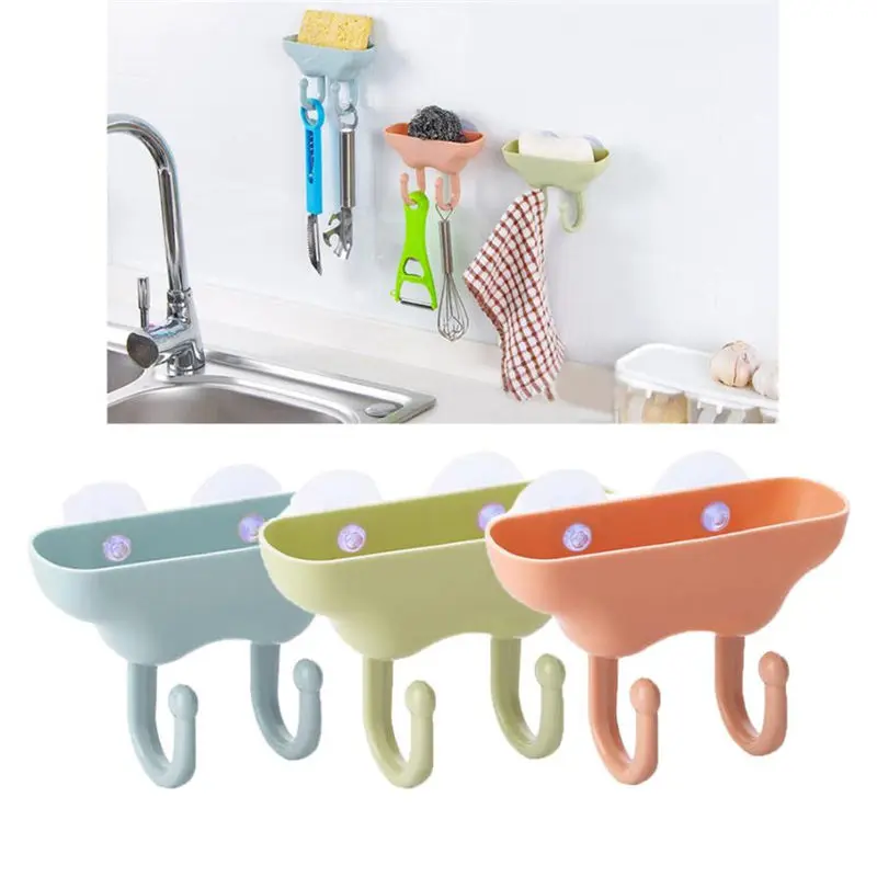 

Creative Sucker Double Hook Wall Suction Draining Racks Storage Box Organizer Tools Bathroom Accessories Rugs Hooks Hot Selling